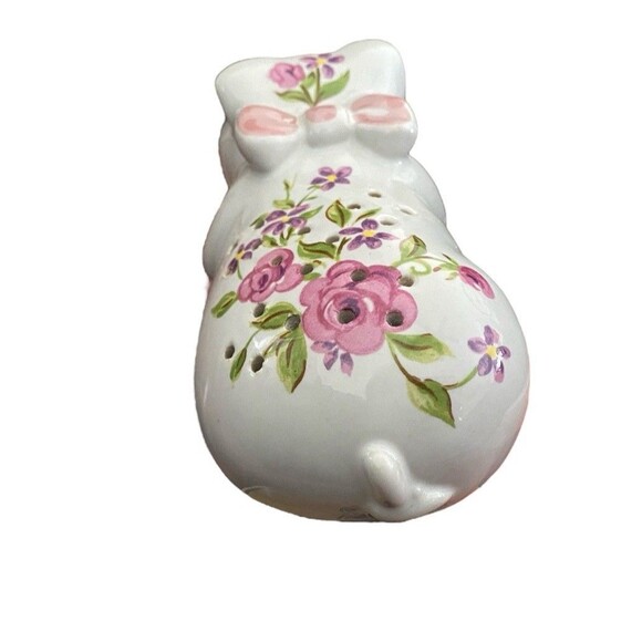 Vintage 1978 Ceramarte Avon Ceramic Pig Purple Floral Potpourri Scent Holder - Picture 2 of 9